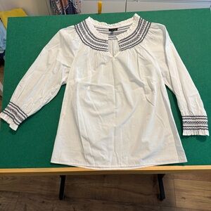 Talbots White Top with Black Stitching